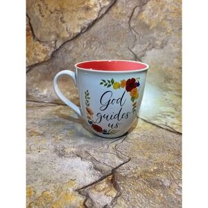 "God Guides Us" Austin & Ash Coffe Cup With Pretty Flowers